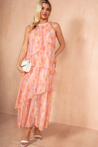 Leslie Pink Smudge Print Tiered Dress