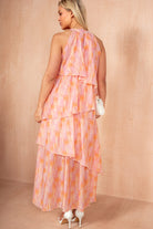 Leslie Pink Smudge Print Tiered Dress