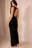 Lia Black Backless Pearl Jumpsuit