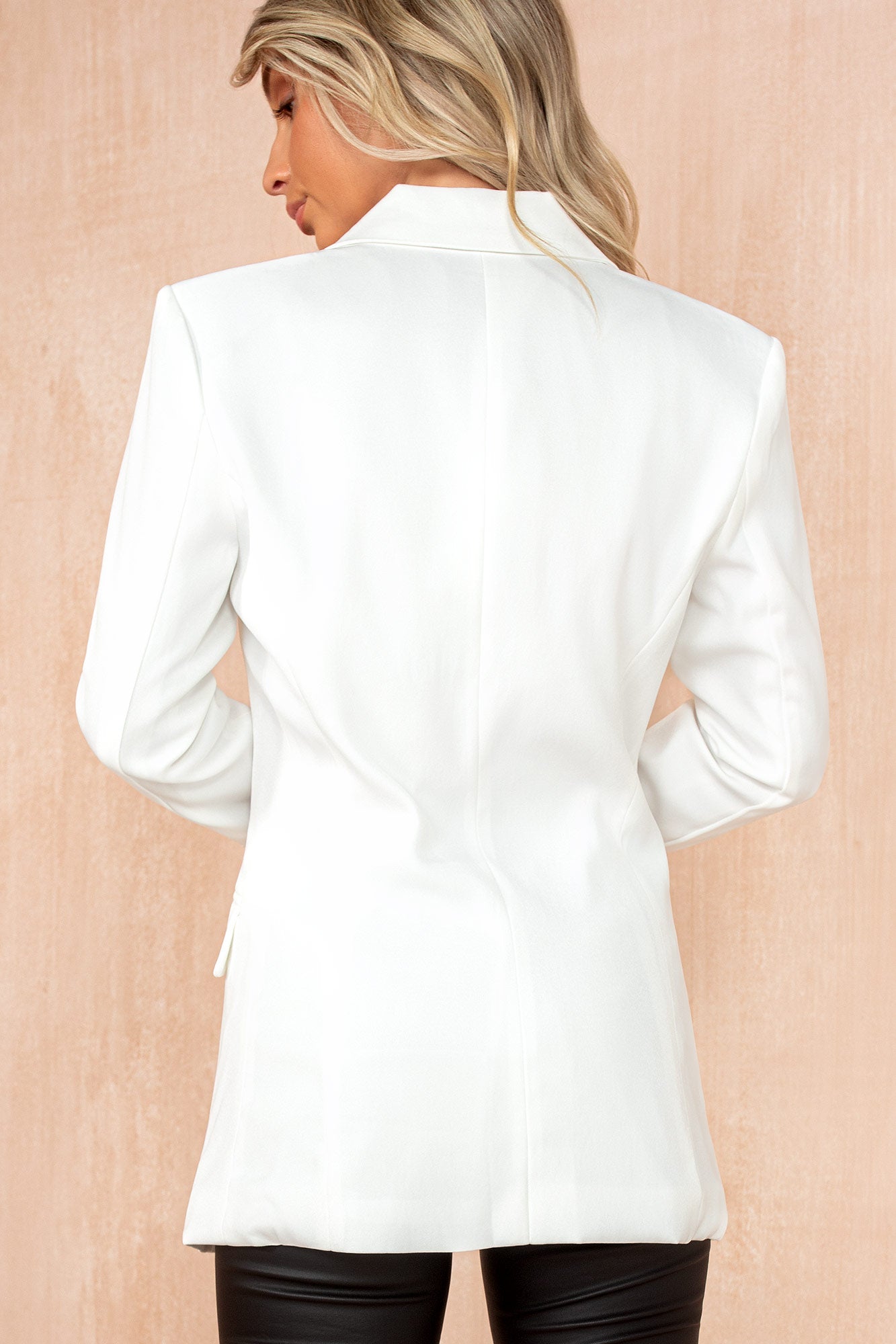 Liana White Double Breasted Blazer