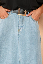 Liberty Light Blue Denim Belted Skirt