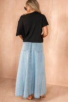 Liberty Light Blue Denim Belted Skirt