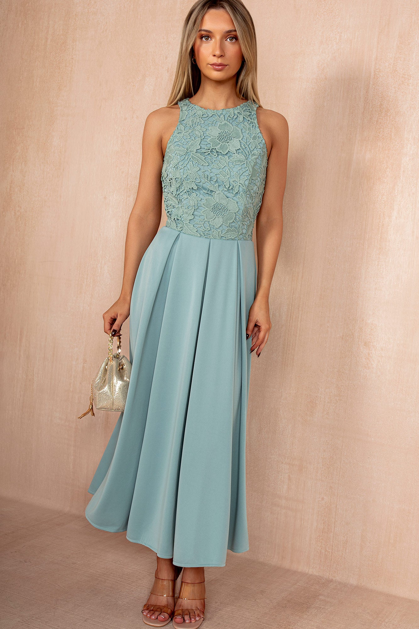 Lilah Duck Egg Embroidered Top Midi Dress – Vavavoom.ie