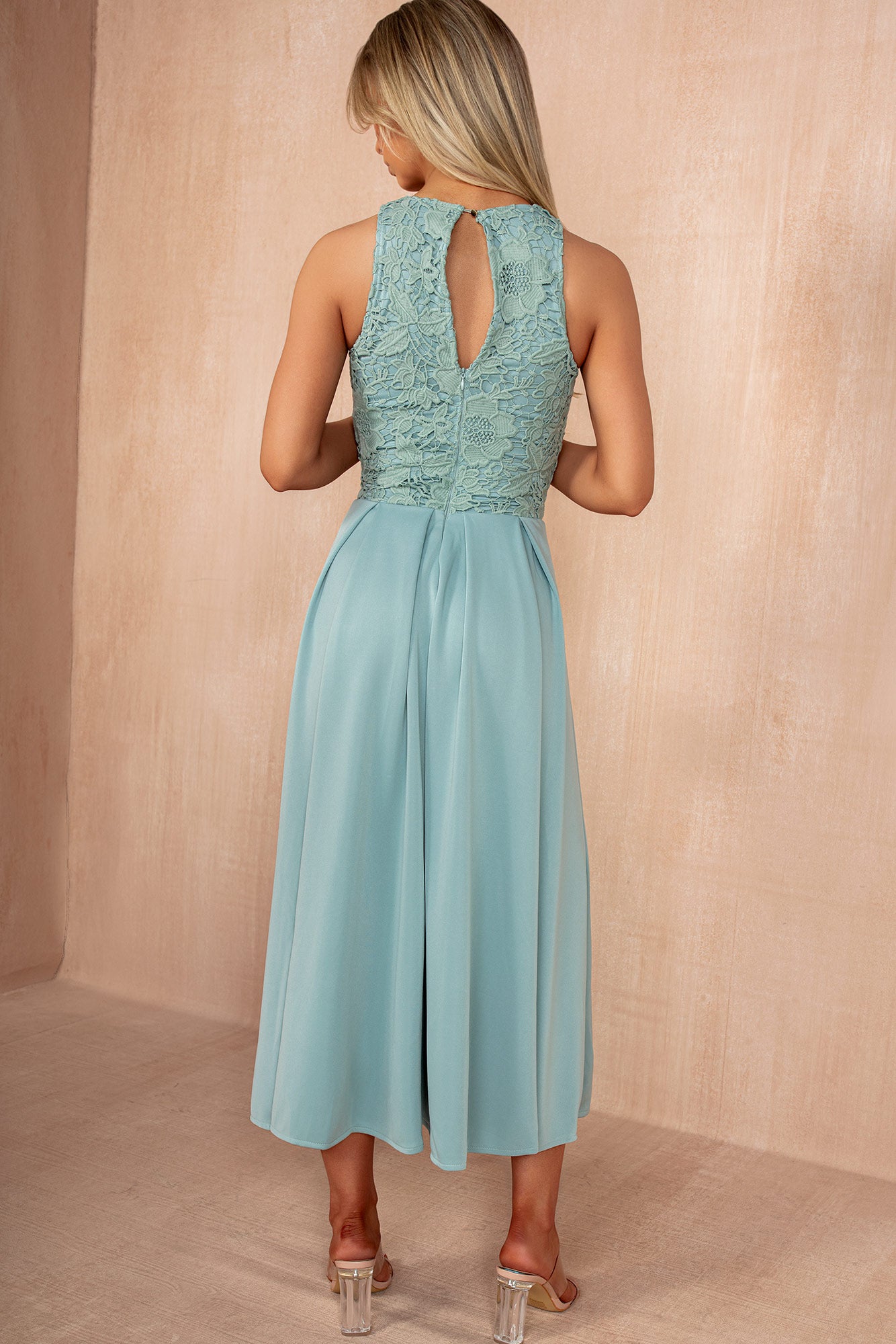 Lilah Duck Egg Embroidered Top Midi Dress – Vavavoom.ie