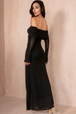 Lilia Black Mesh Bardot Dress