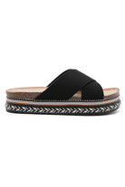 Lilibet Black Braided Flatform Sliders