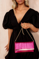 Lilly Fuchsia Metallic Detachable Chain Bag