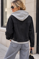 Lilyan Black 2 in 1 Distressed Denim Jacket
