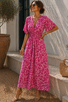 Linda Pink Cotton Print Maxi Dress