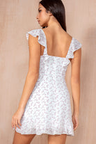 Linda White Print Frill Dress