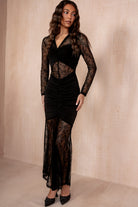 Lindsey Black Lace Contrast Dress