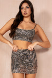 Lisa Leopard Print Sequin Skirt