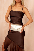 Liz Gold Satin Detachable Chain Bag