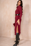 Lizzy Burgundy Belted Shirt Dress