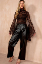 Logan Chocolate Lace Flared Sleeve Top