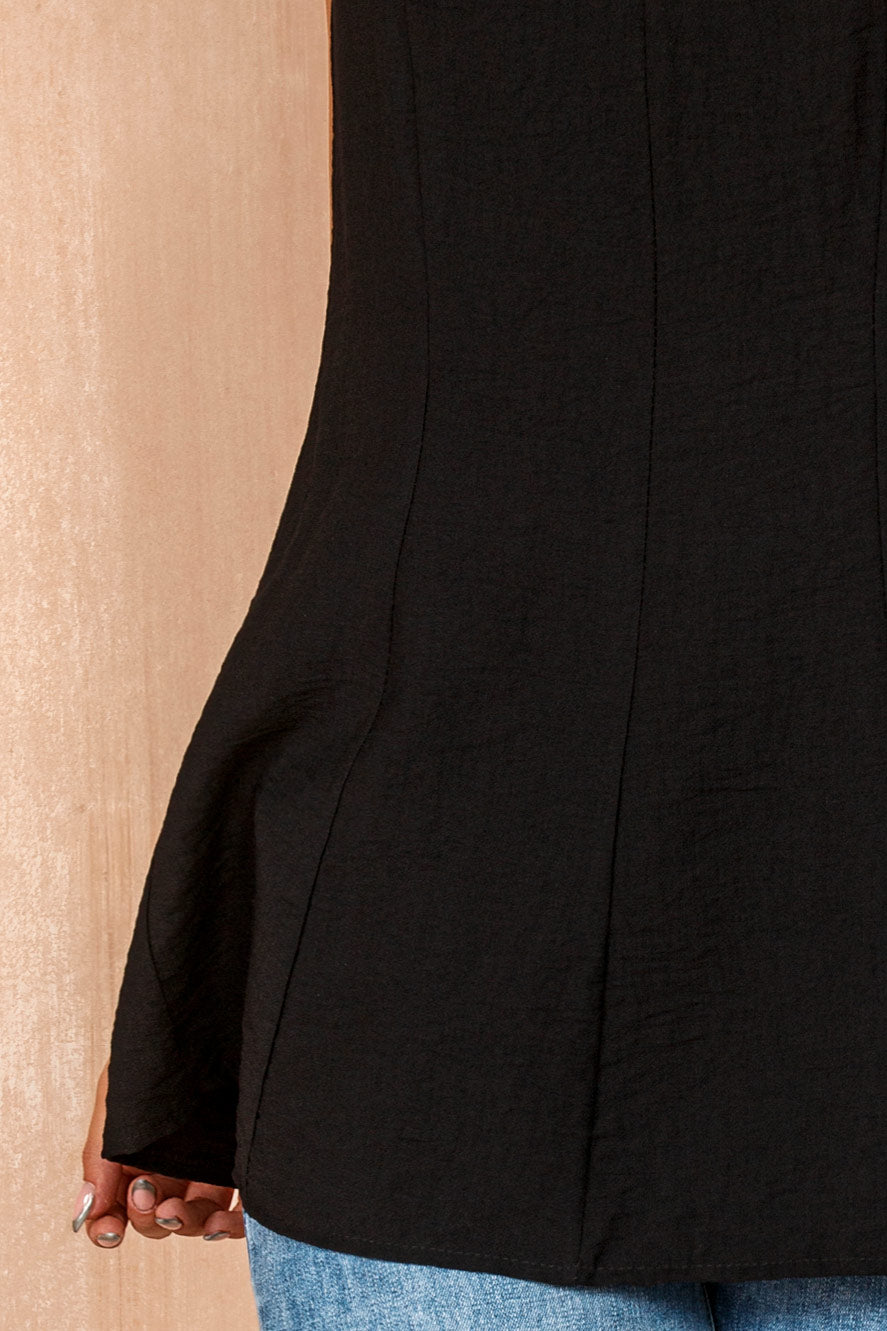 Loretta Black Sleeveless Peplum Top
