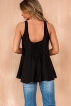 Loretta Black Sleeveless Peplum Top