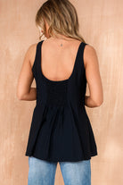 Loretta Navy Sleeveless Peplum Top