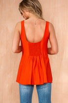 Loretta Orange Sleeveless Peplum Top