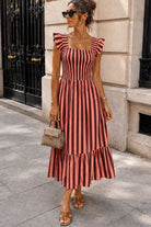 Lori Chocolate Striped Maxi Dress