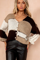 Lori Chocolate V Neck Knit Cardigan