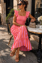 Lori Orange Striped Maxi Dress