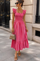 Lori Red Striped Maxi Dress