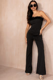 Lorna Black Faux Feather Jumpsuit