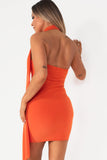 Lorraine Orange Scarf Neck Dress