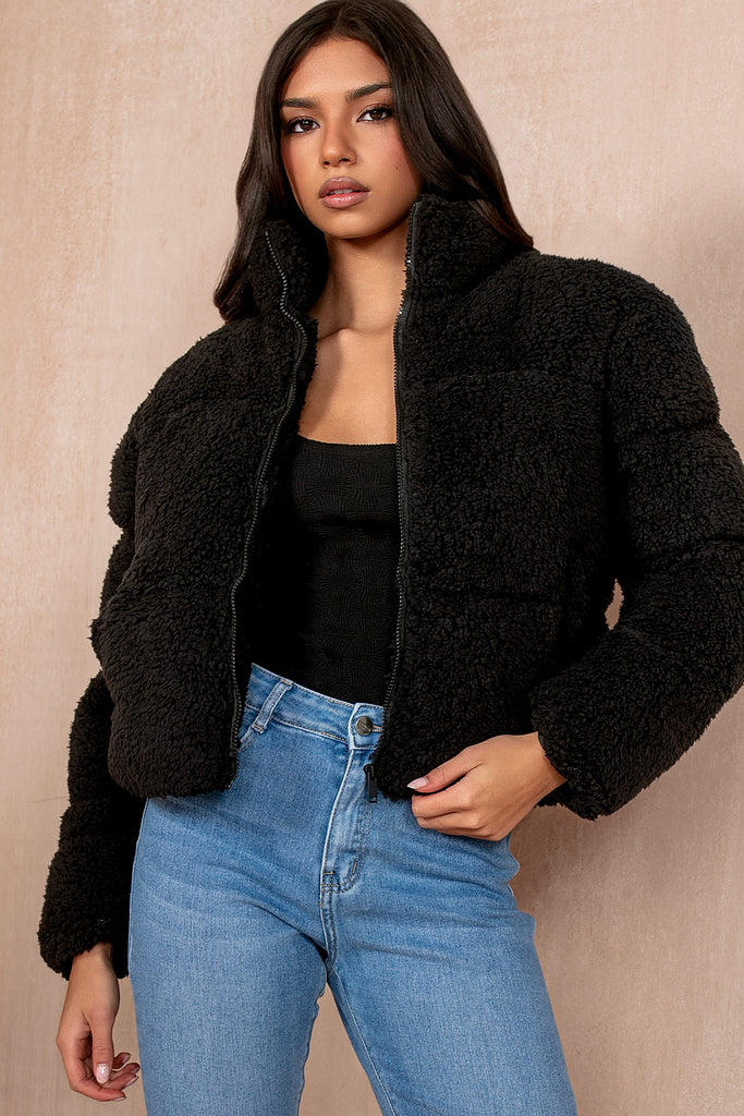 Lottie Black Teddy Puffer Jacket