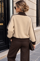 Lottie Stone & Chocolate Knit Zip Up Cardigan