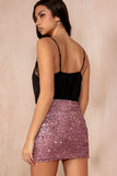 Luciana Pink Velvet Sequin Skirt