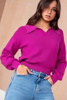 Lucinda Fuchsia Knit Rugby Top