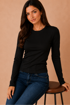 Lucy ONLY Black Cotton Long Sleeve Top