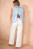 Luella Blue Cotton High Neck Top