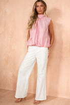 Luella Pink Cotton High Neck Top