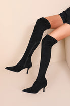 Lulu Black Suedette Over The Knee Boots