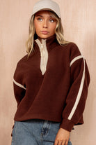 Lulu Chocolate Contrast Binding Zip Fleece