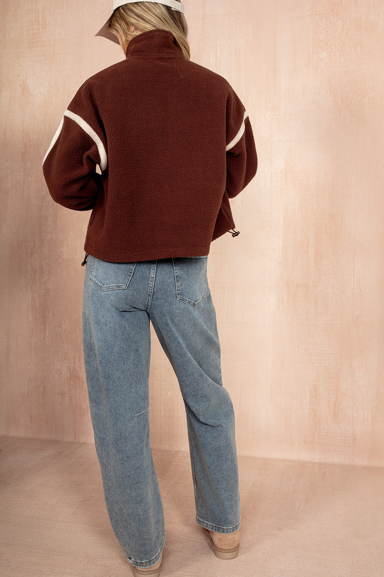 Lulu Chocolate Contrast Binding Zip Fleece