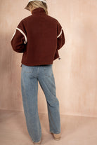 Lulu Chocolate Contrast Binding Zip Fleece