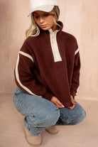 Lulu Chocolate Contrast Binding Zip Fleece