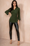 Luna Olive Gathered Waist Top