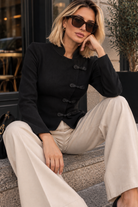 Luzia Black Fine Knit Toggle Top