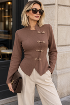 Luzia Chocolate Fine Knit Toggle Top