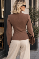 Luzia Chocolate Fine Knit Toggle Top