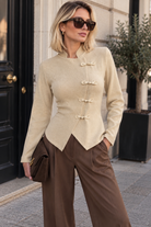 Luzia Stone Fine Knit Toggle Top