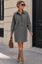 Lyanna Grey Striped Shirt Dress