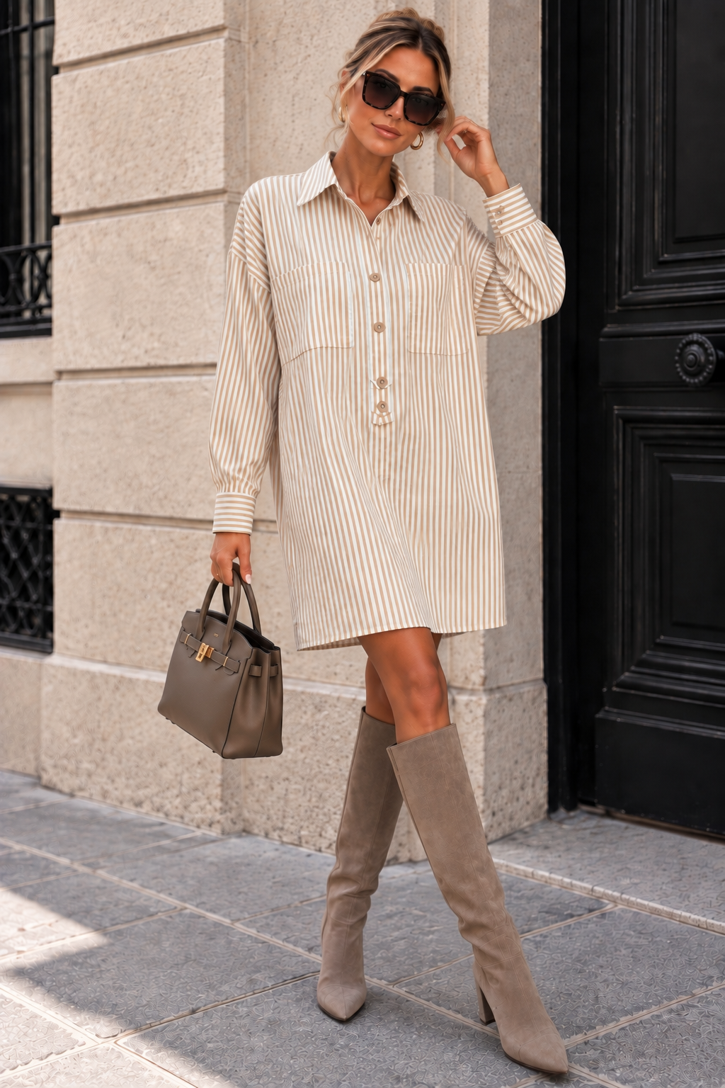 Lyanna Stone Striped Shirt Dress