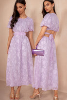 Mabel Lilac Burnout Floral Midi Dress