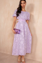 Mabel Lilac Burnout Floral Midi Dress